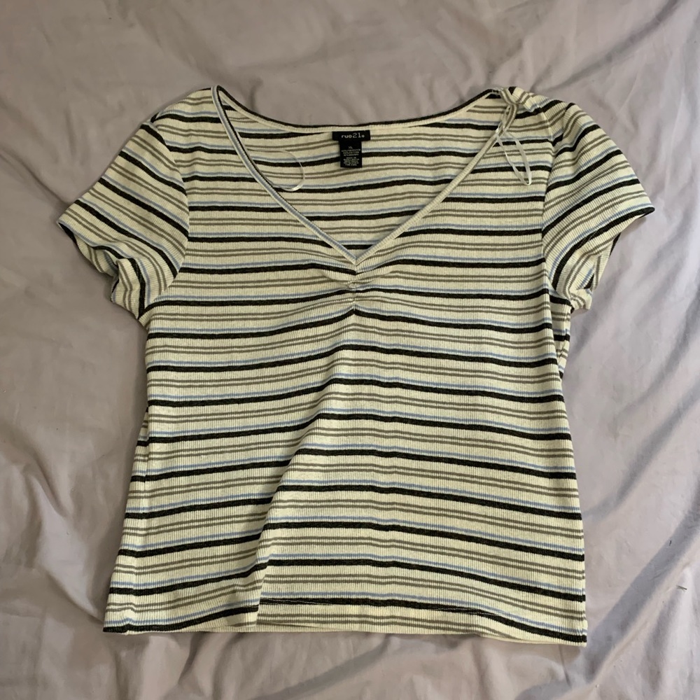 Rue 21 Stripped V-Neck Top